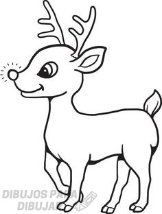 ᐈ Dibujos de Renos【GRATIS】Rodolfo el reno para pintar